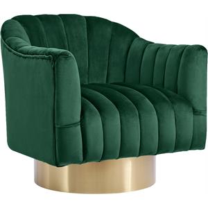 Maklaine Velvet Green Accent Chair Swivel Contemporary 31&quotH x 32&quotW x 31&quotD Unassembled