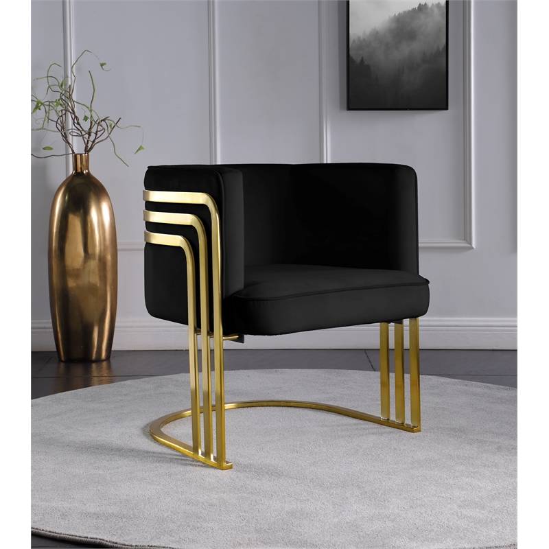 Maklaine Contemporary Velvet Upholstered Accent Chair in Black