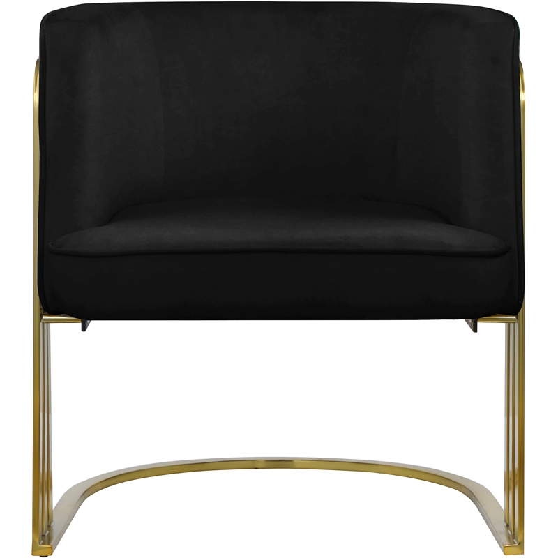 Maklaine Contemporary Velvet Upholstered Accent Chair in Black
