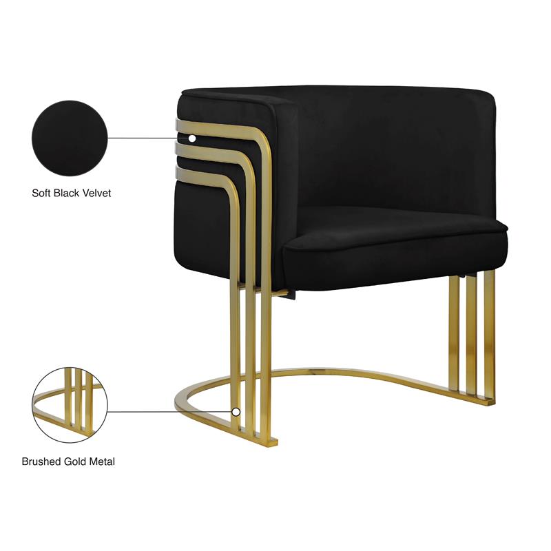 Maklaine Contemporary Velvet Upholstered Accent Chair in Black