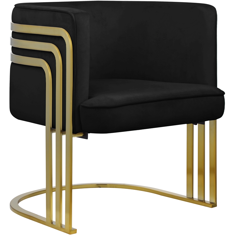 Maklaine Contemporary Velvet Upholstered Accent Chair in Black