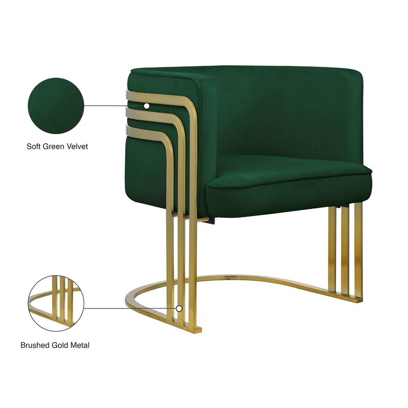 Maklaine Contemporary Velvet Upholstered Accent Chair in Green