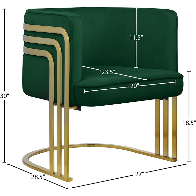 Maklaine Contemporary Velvet Upholstered Accent Chair in Green