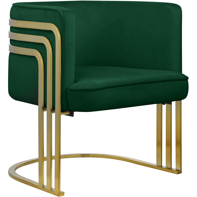 Maklaine Contemporary Velvet Upholstered Accent Chair in Green
