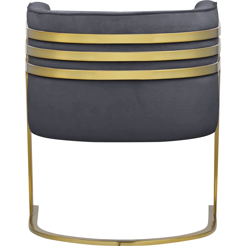 Maklaine Contemporary Velvet Upholstered Accent Chair in Gray