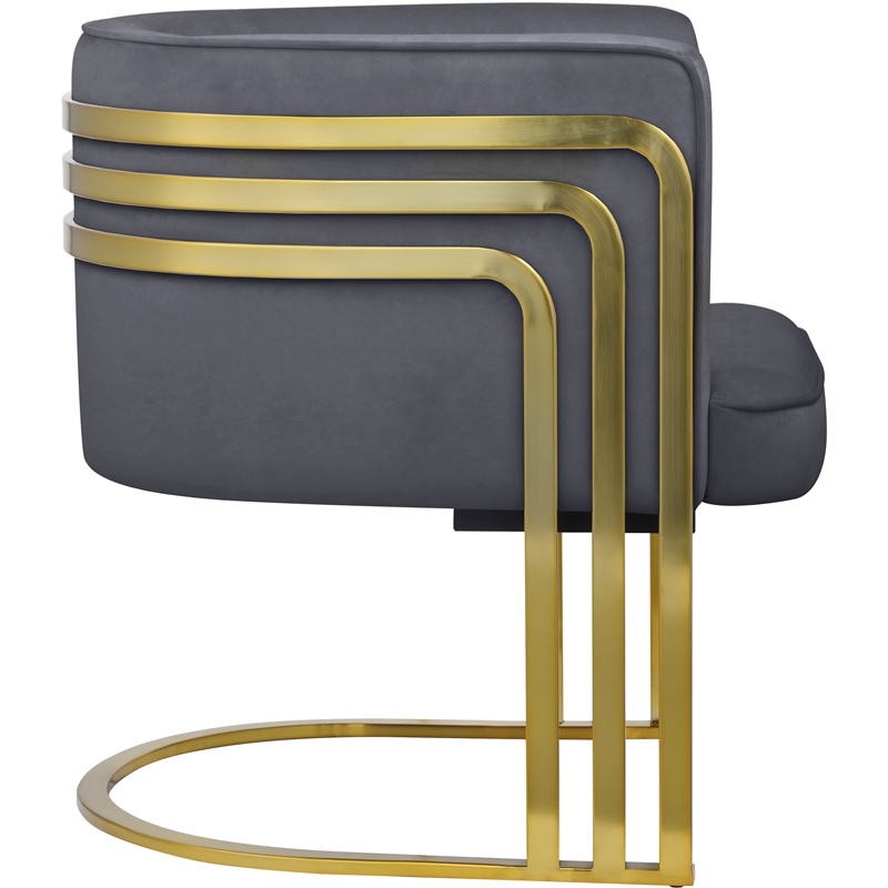 Maklaine Contemporary Velvet Upholstered Accent Chair in Gray