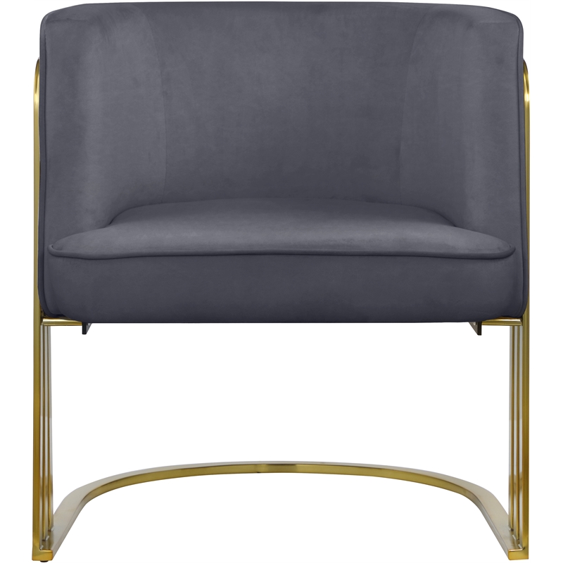 Maklaine Contemporary Velvet Upholstered Accent Chair in Gray