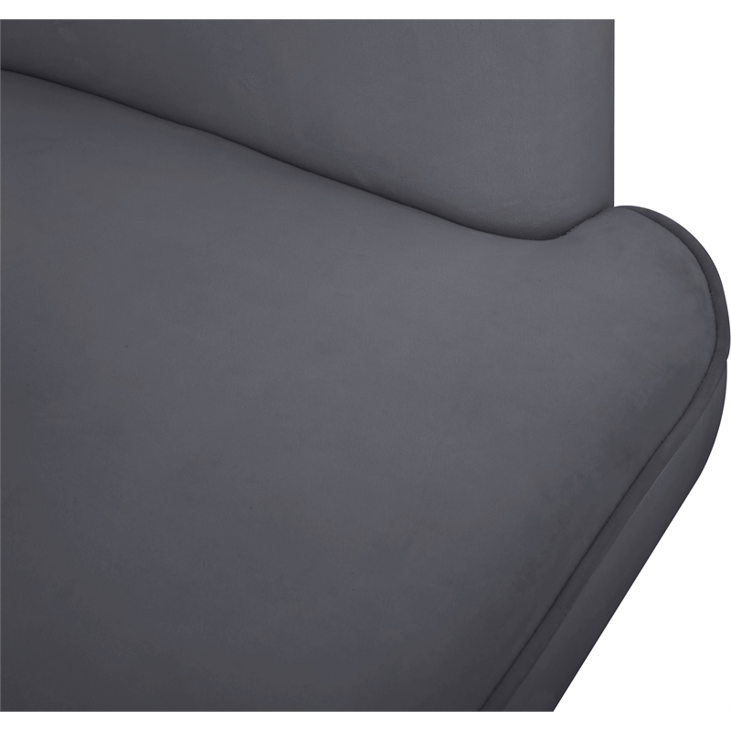 Maklaine Contemporary Velvet Upholstered Accent Chair in Gray