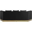 Maklaine Contemporary Velvet/Stainless Steel Sofa in Black/Brushed Gold