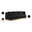 Maklaine Contemporary Velvet/Stainless Steel Sofa in Black/Brushed Gold