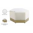 Maklaine Contemporary Velvet/Stainless Steel Ottoman in Cream/Brushed Gold