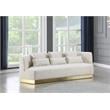 Maklaine Contemporary Velvet/Stainless Steel Sofa in Cream/Brushed Gold