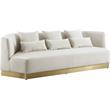 Maklaine Contemporary Velvet/Stainless Steel Sofa in Cream/Brushed Gold