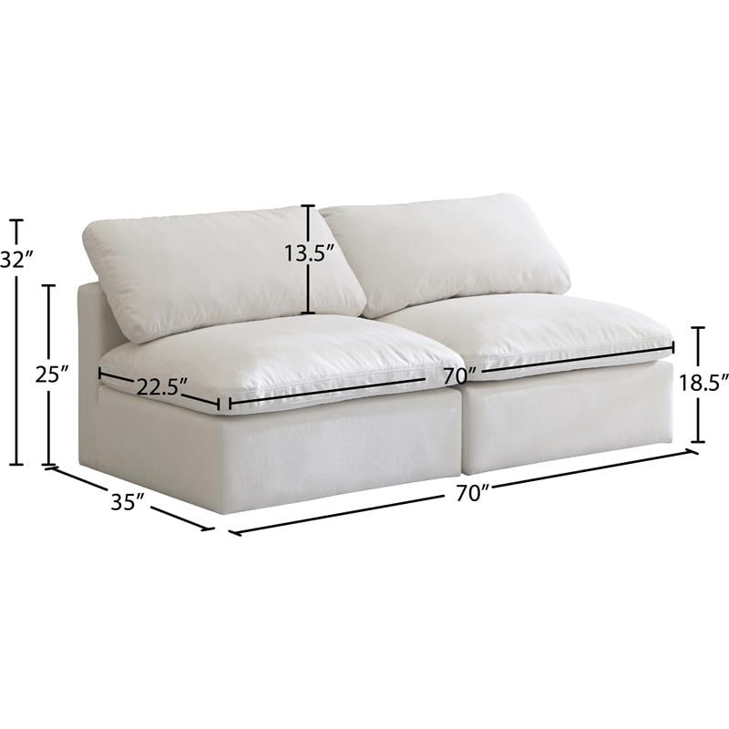 Maklaine Contemporary Cream Velvet Modular Armless Sofa