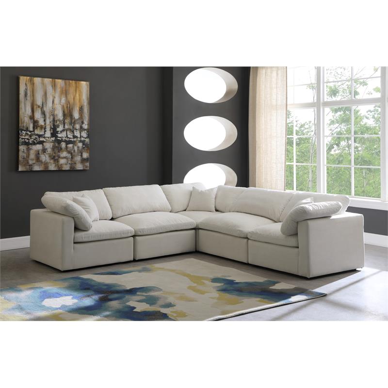 Maklaine Contemporary Cream Velvet Modular Sectional