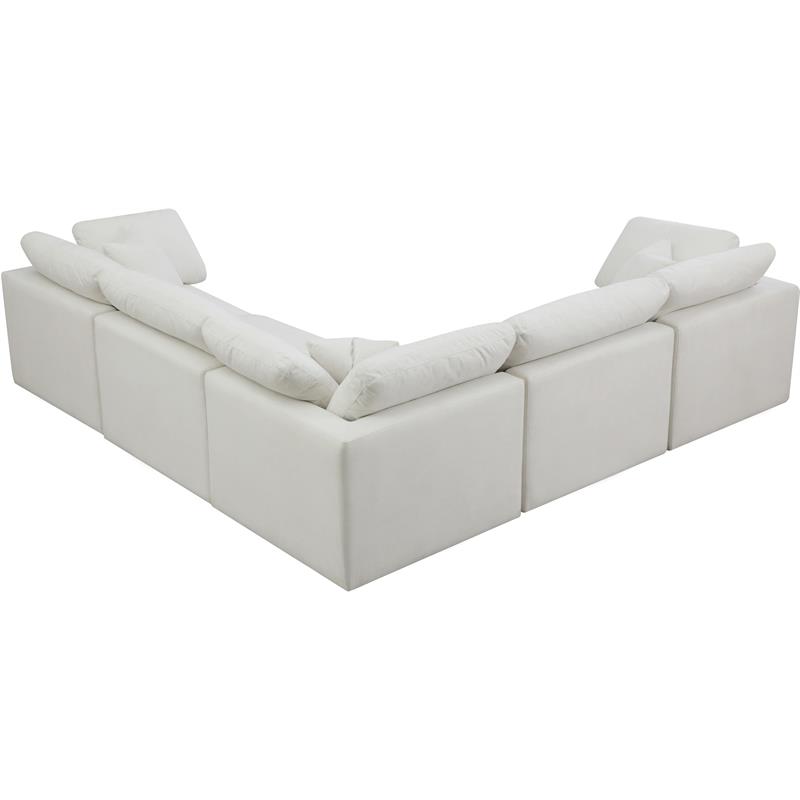 Maklaine Contemporary Cream Velvet Modular Sectional