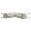 Maklaine Contemporary Cream Velvet Modular Sectional