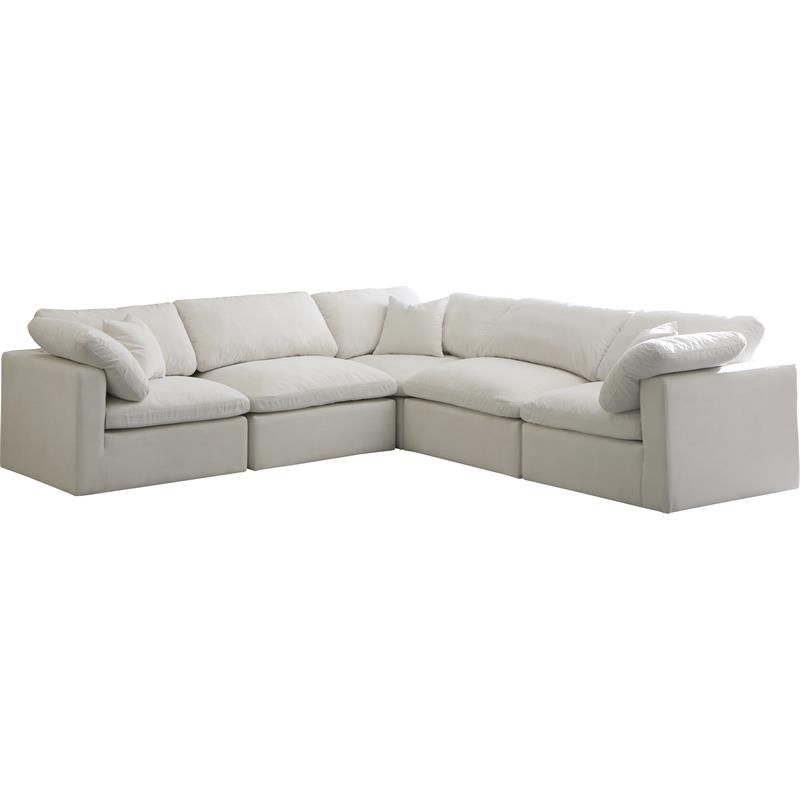 Maklaine Contemporary Cream Velvet Modular Sectional