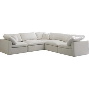 Maklaine Contemporary Cream Velvet Modular Sectional