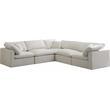 Maklaine Contemporary Cream Velvet Modular Sectional