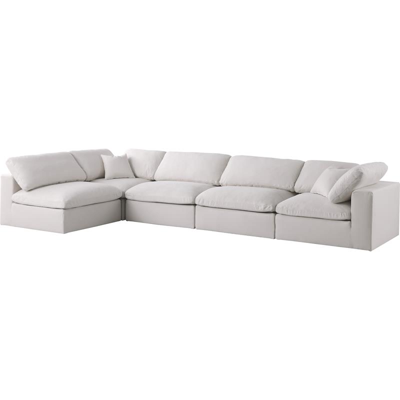 Maklaine Contemporary Cream Velvet Standard Modular Sectional