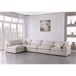 Maklaine Contemporary Cream Velvet Standard Modular Sectional