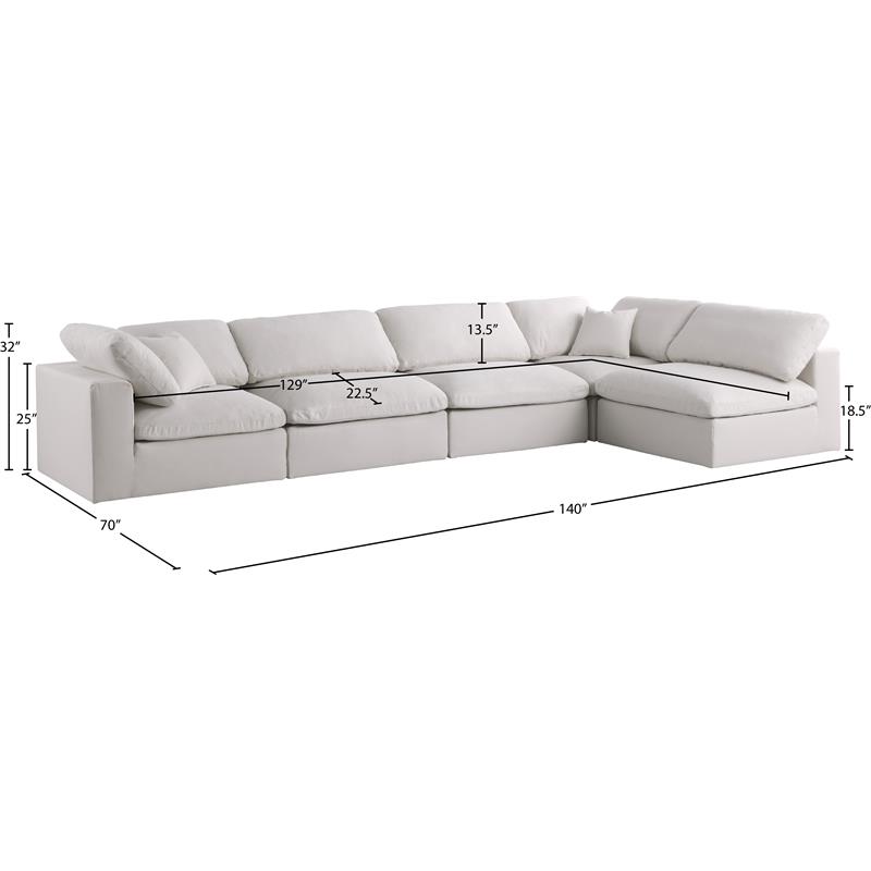 Maklaine Contemporary Cream Velvet Standard Modular Sectional
