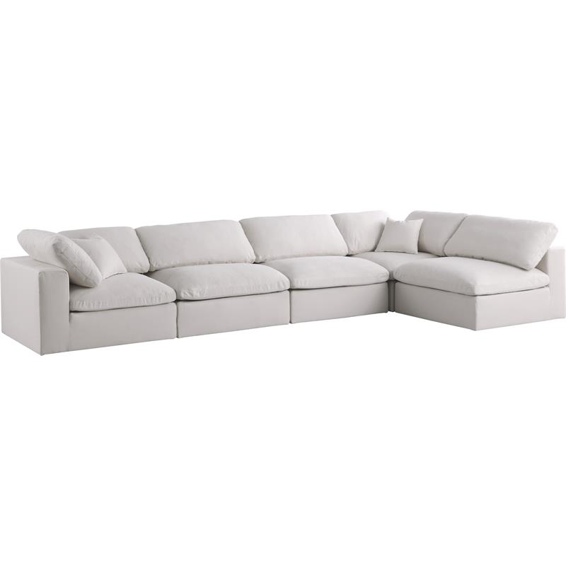 Maklaine Contemporary Cream Velvet Standard Modular Sectional