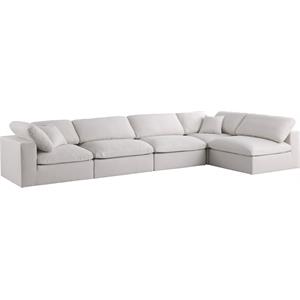 Maklaine Contemporary Cream Velvet Standard Modular Sectional