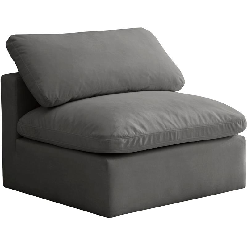 Maklaine Contemporary Gray Velvet Modular Armless Chair