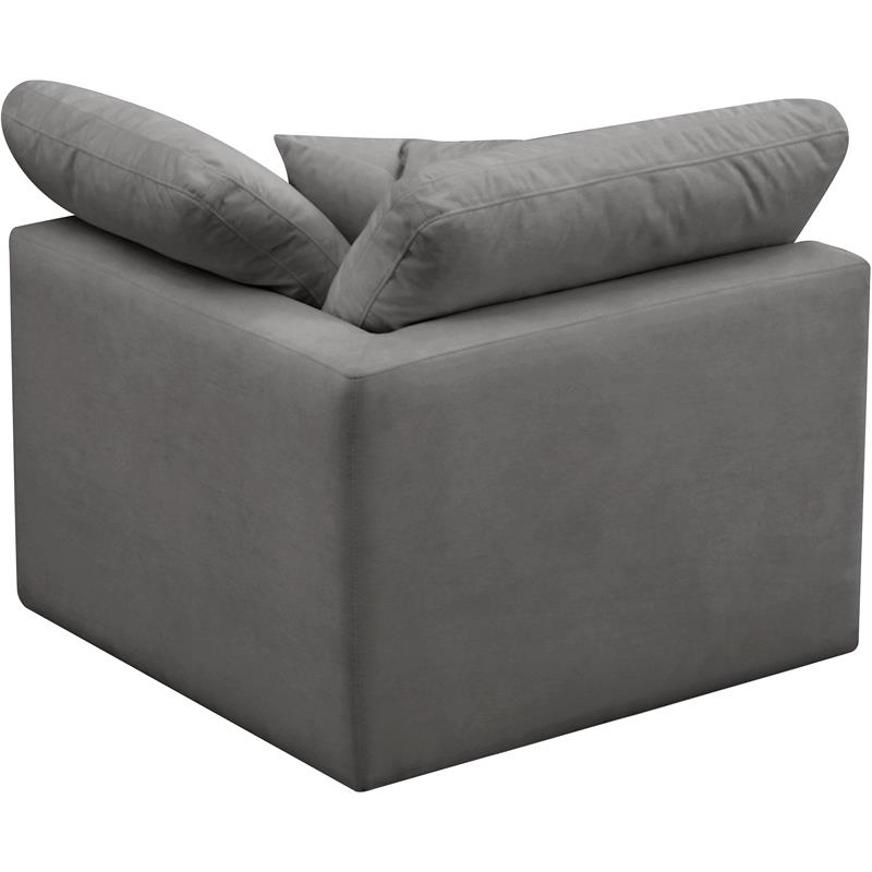 Maklaine Contemporary Gray Velvet Modular Corner Chair
