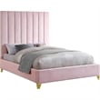Maklaine Contemporary Rich Velvet King Bed in Pink