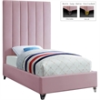 Maklaine Modern Rich Velvet Upholstered Twin Size Bed in Pink