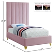 Maklaine Modern Rich Velvet Upholstered Twin Size Bed in Pink