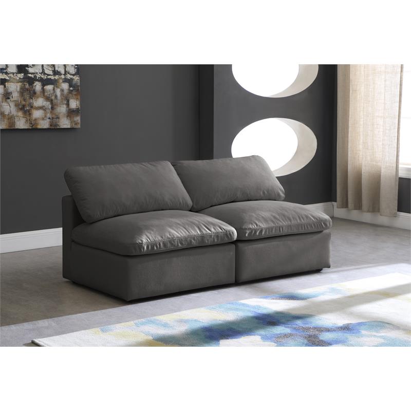 Maklaine Contemporary Gray Velvet Modular Armless Sofa