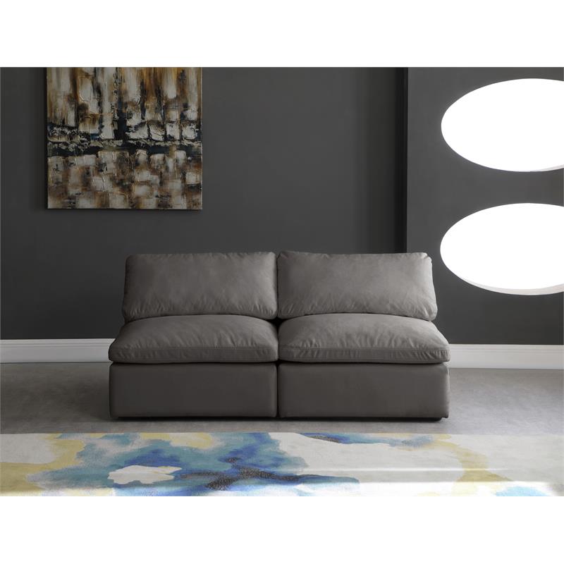 Maklaine Contemporary Gray Velvet Modular Armless Sofa