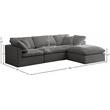 Maklaine Contemporary Gray Velvet Modular Sectional