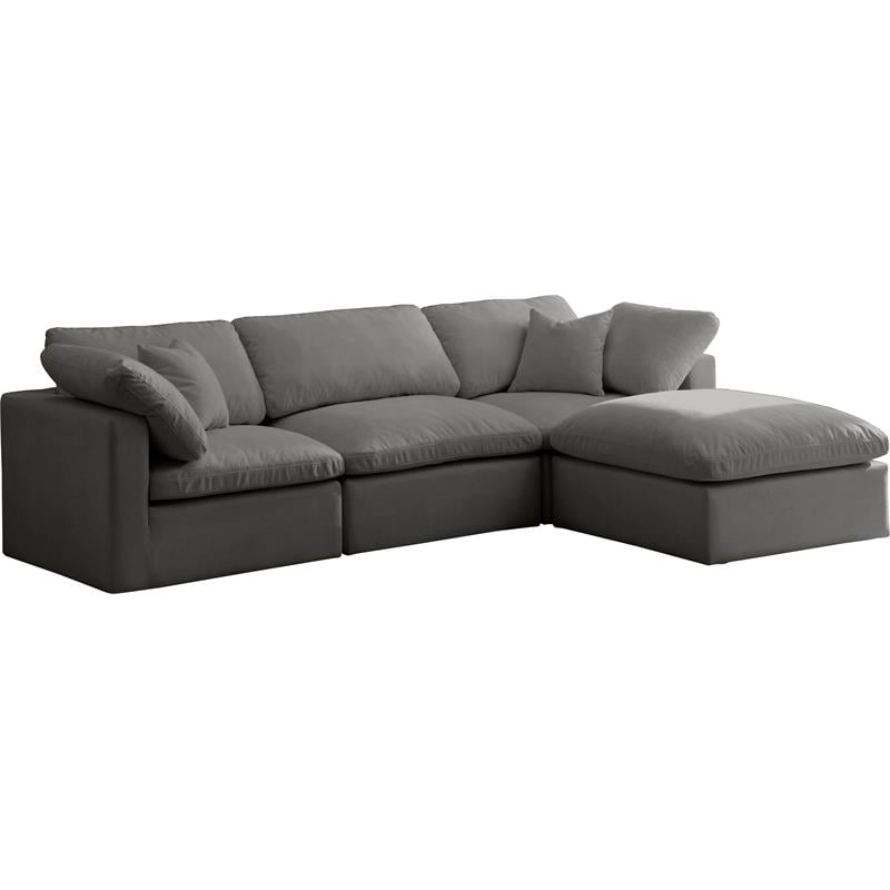 Maklaine Contemporary Gray Velvet Modular Sectional
