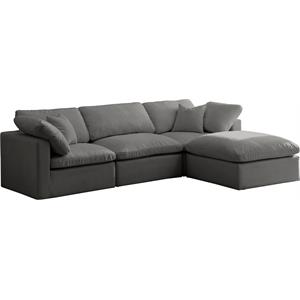 Maklaine Contemporary Gray Velvet Modular Sectional