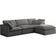 Maklaine Contemporary Gray Velvet Modular Sectional