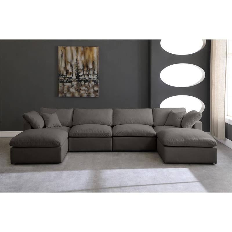 Maklaine Contemporary Gray Velvet Modular Sectional