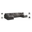 Maklaine Contemporary Gray Velvet Modular Sectional