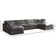 Maklaine Contemporary Gray Velvet Modular Sectional