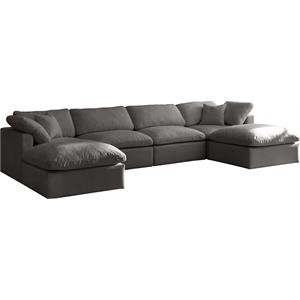 Maklaine Contemporary Gray Velvet Modular Sectional