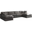 Maklaine Contemporary Gray Velvet Modular Sectional