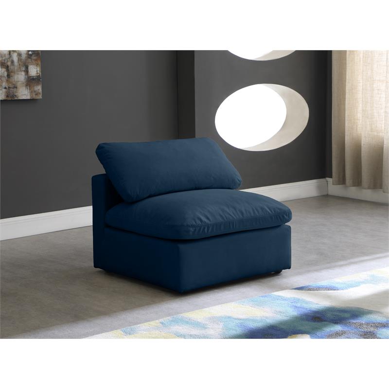 Maklaine Contemporary Navy Velvet Modular Armless Chair