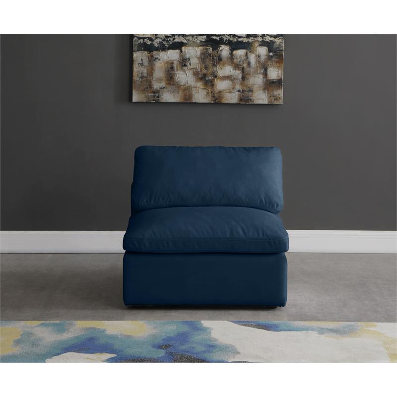 Maklaine Contemporary Navy Velvet Modular Armless Chair