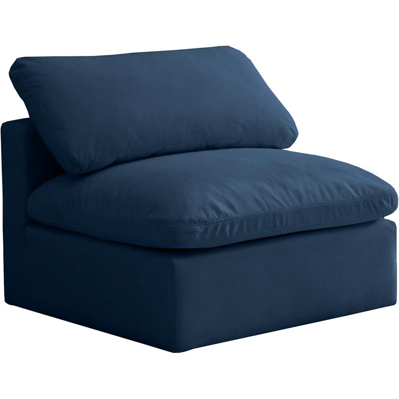 Maklaine Contemporary Navy Velvet Modular Armless Chair