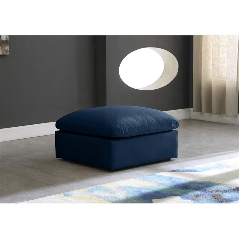 Maklaine Contemporary Navy Velvet Modular Ottoman