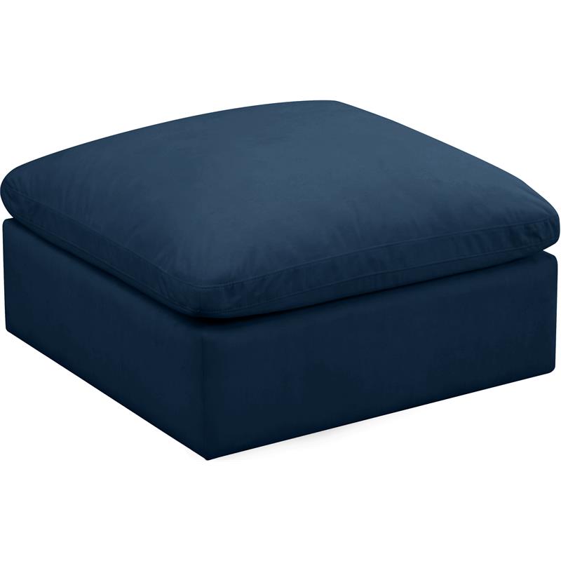 Maklaine Contemporary Navy Velvet Modular Ottoman